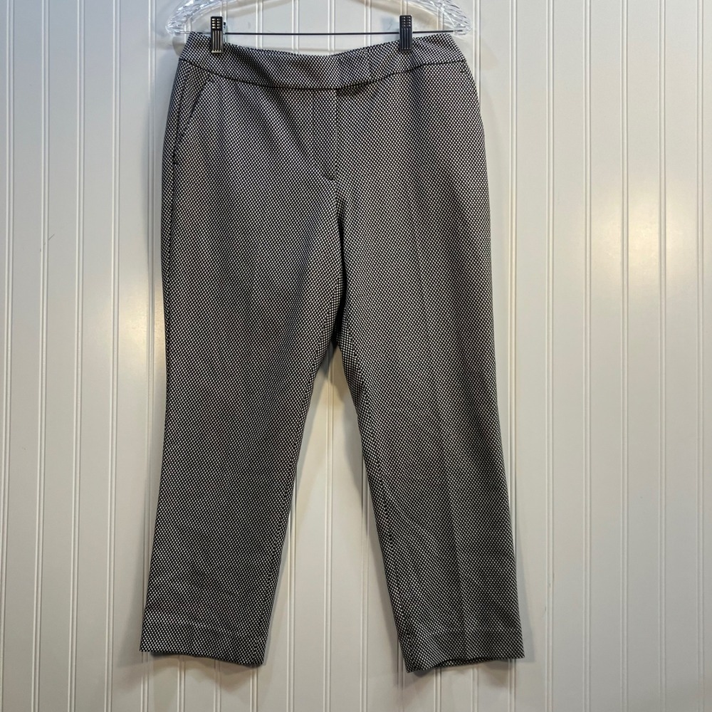 Ann Taylor Factory Curvy Petite Ankle Pants Black White Textured Trousers 6P